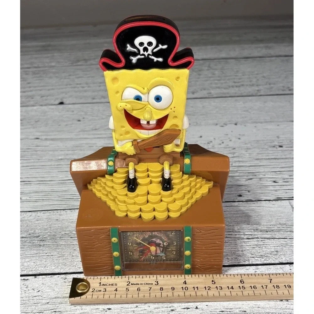 Sponge Bob Square Pants Pirate Alarm Clock & Coin Penny‎ Bank 2006 Viacom